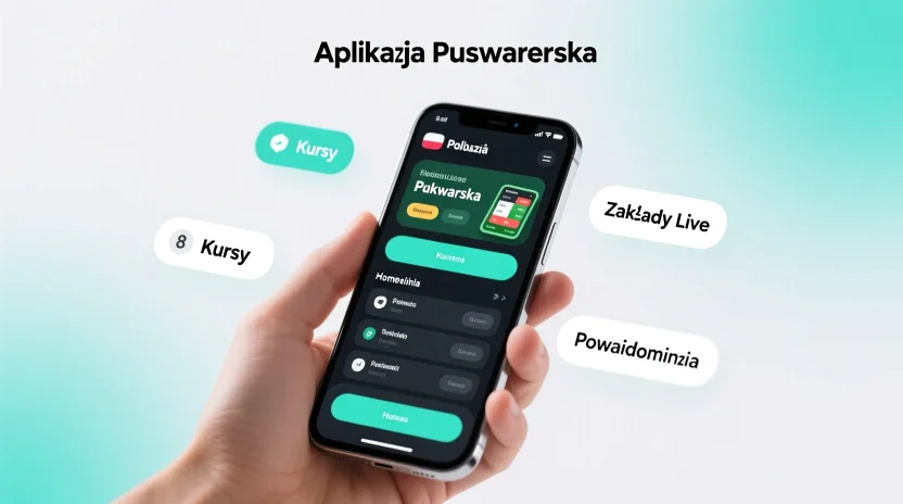 Nowoczesny smartphone z aplikacją mobilną bukmachera pokazującą interfejs zakładów na żywo i kupony bukmacherskie