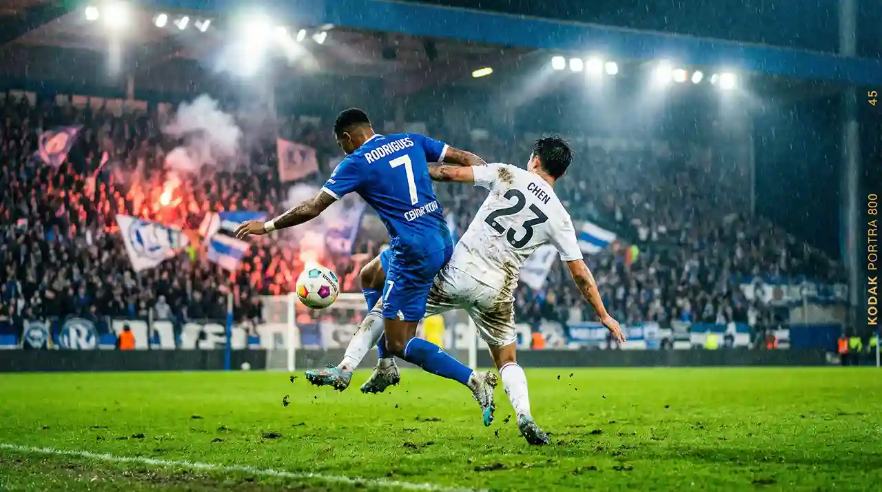 Piłkarze na zielonym boisku podczas meczu ligowego