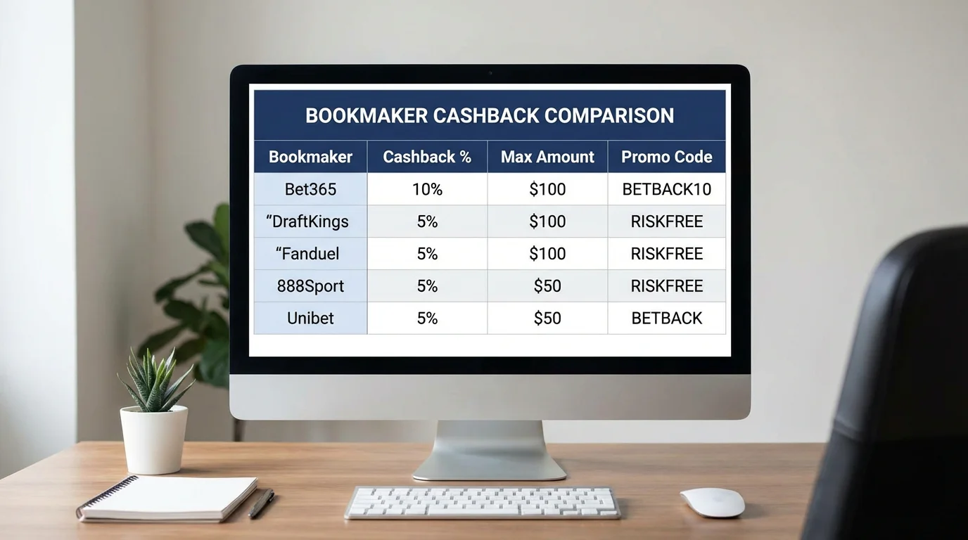 Porównanie ofert cashback różnych bukmacherów na ekranie