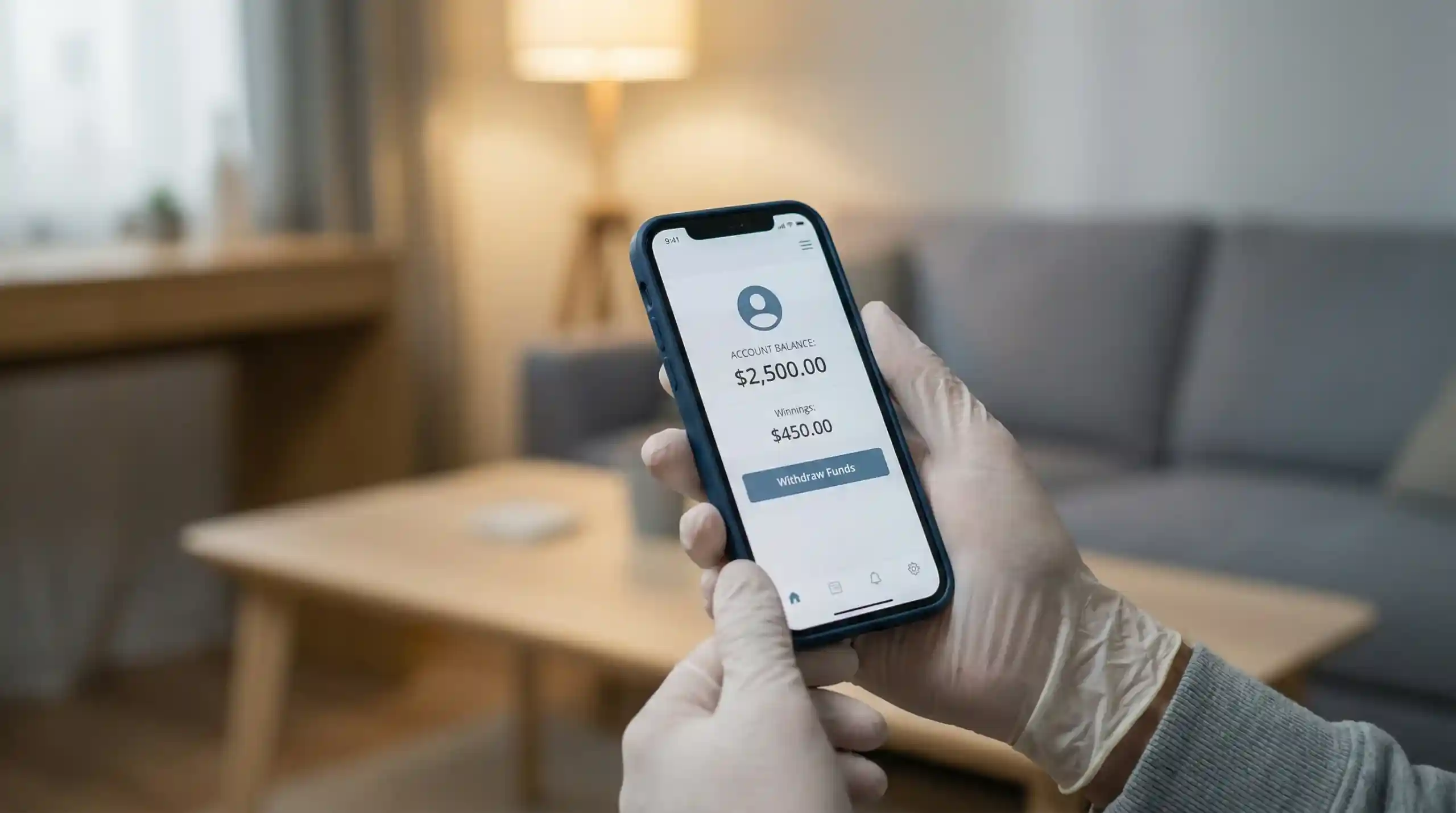 Osoba sprawdzająca saldo konta na smartfonie