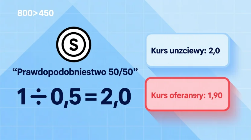 Infografika pokazująca matematykę i wyliczenia kursów bukmacherskich z przykładem prawdopodobieństwa