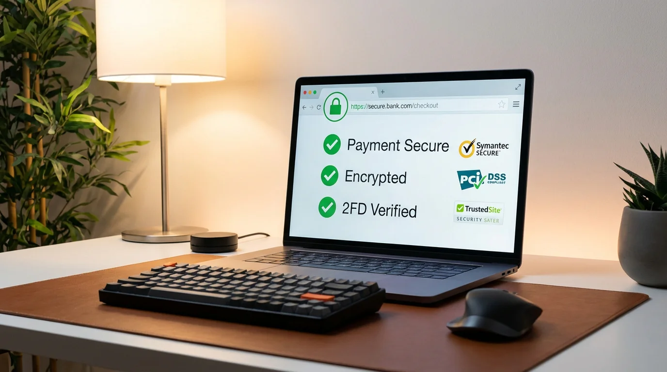 Zabezpieczona transakcja online z symbolem kłódki
