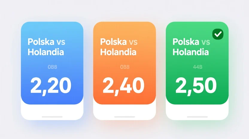 Porównanie kursów u różnych bukmacherów na mecz Polska Holandia z zaznaczeniem najlepszej oferty